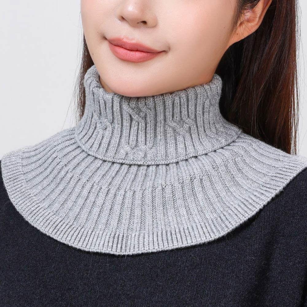 Knitted Fake Collar Scarf Women Warm Turtleneck Detachable False Collar Winter Windproof Scarf With Wooden Ears