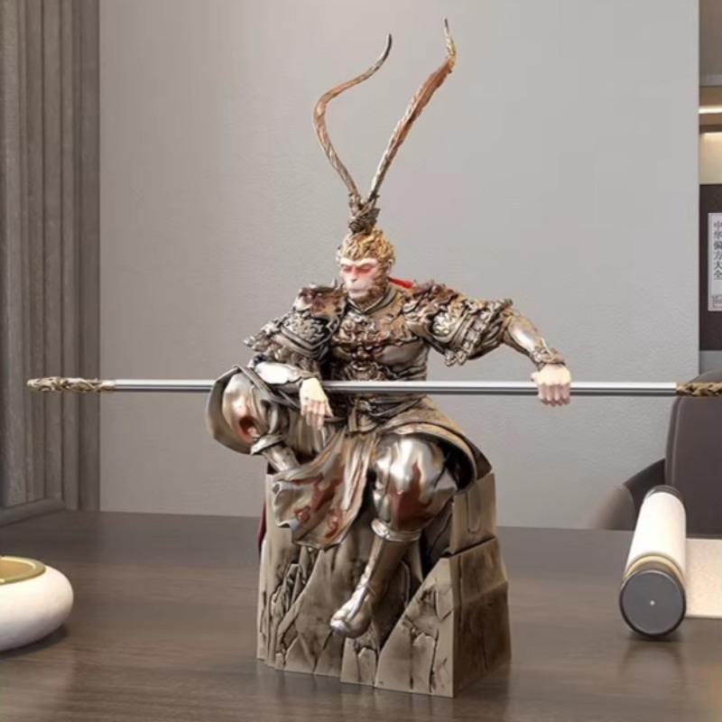 Statua di Sun Wukong, Scultura Mitologica Cinese del 'Re Scimmia', Decorazione Zen per la Casa e Punto Focale del Soggiorno, Statuetta di Ispirazione Buddista
