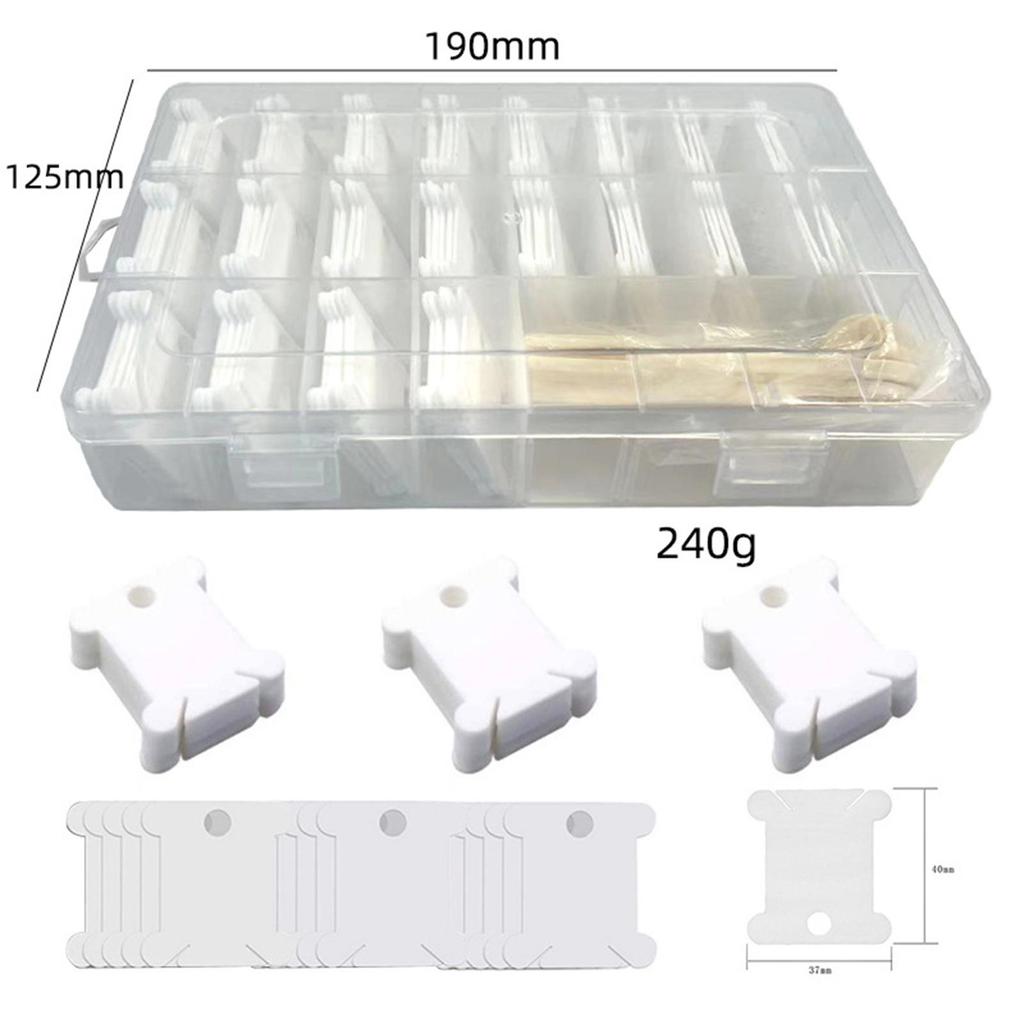Floss Bobbin with Bobbin Winder, Cross Stitch Organizer Box Thread Cards for Winding Sewing Storage
