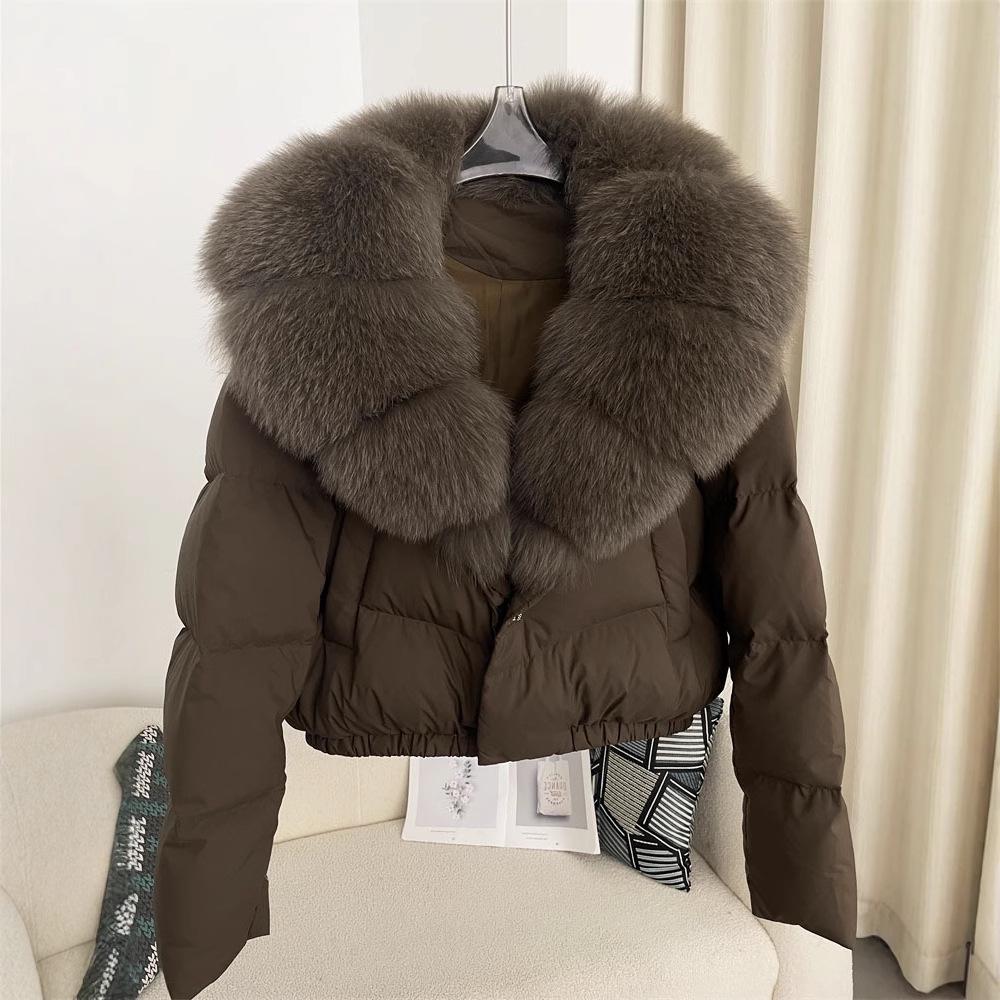 Women's Winter Down Jacket with Real Fox Fur Collar - Petite to Extra Large