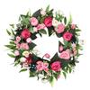 Artificial Peony Wreath Silky Fabric Beautiful Fadeproof Flower Wreath for Door Wedding Wall Decoration