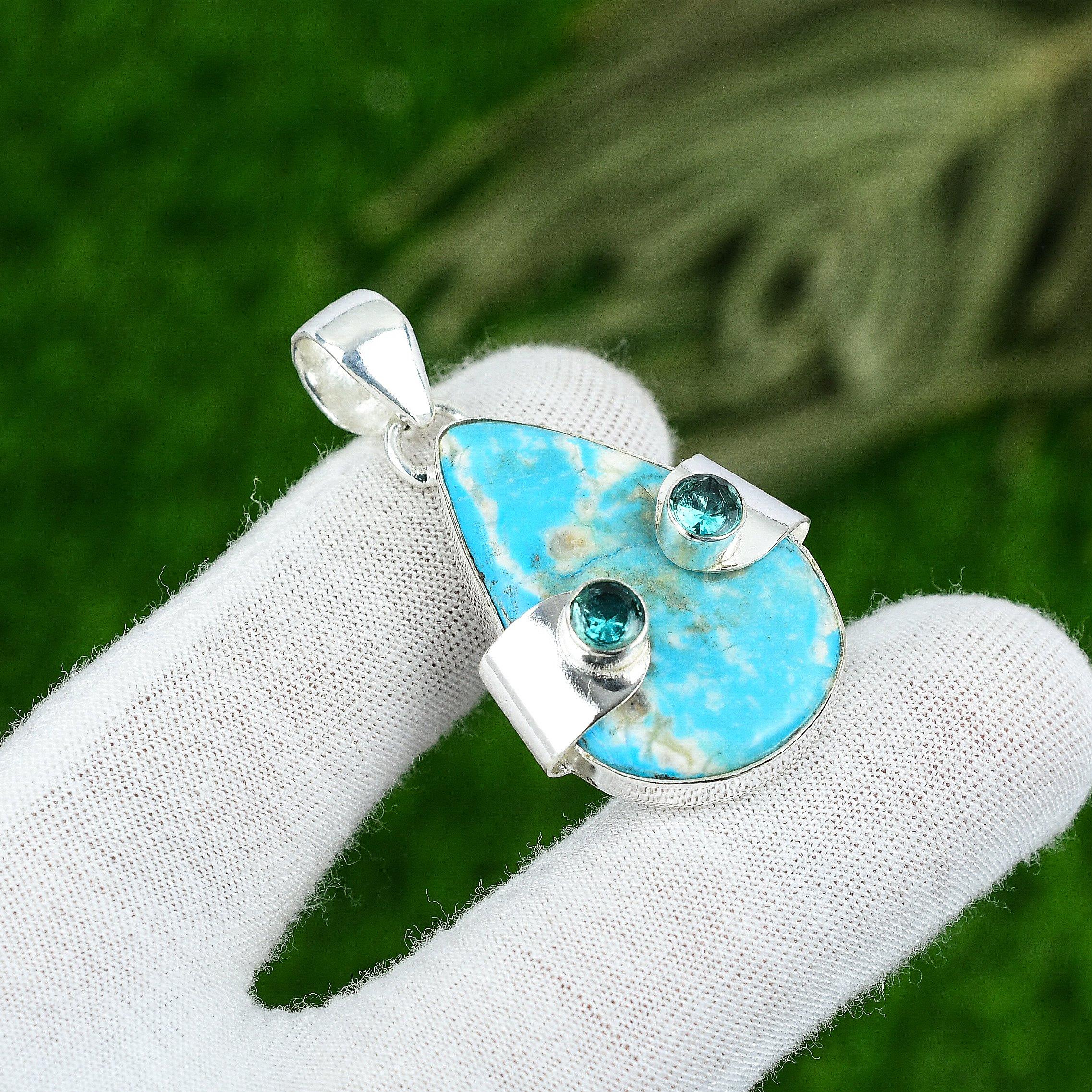 

Натуральный Аризонский Бирюзовый Драгоценный Камень Ювелирные Изделия 925 Стерлинговое Серебро Подвеска для Женщин