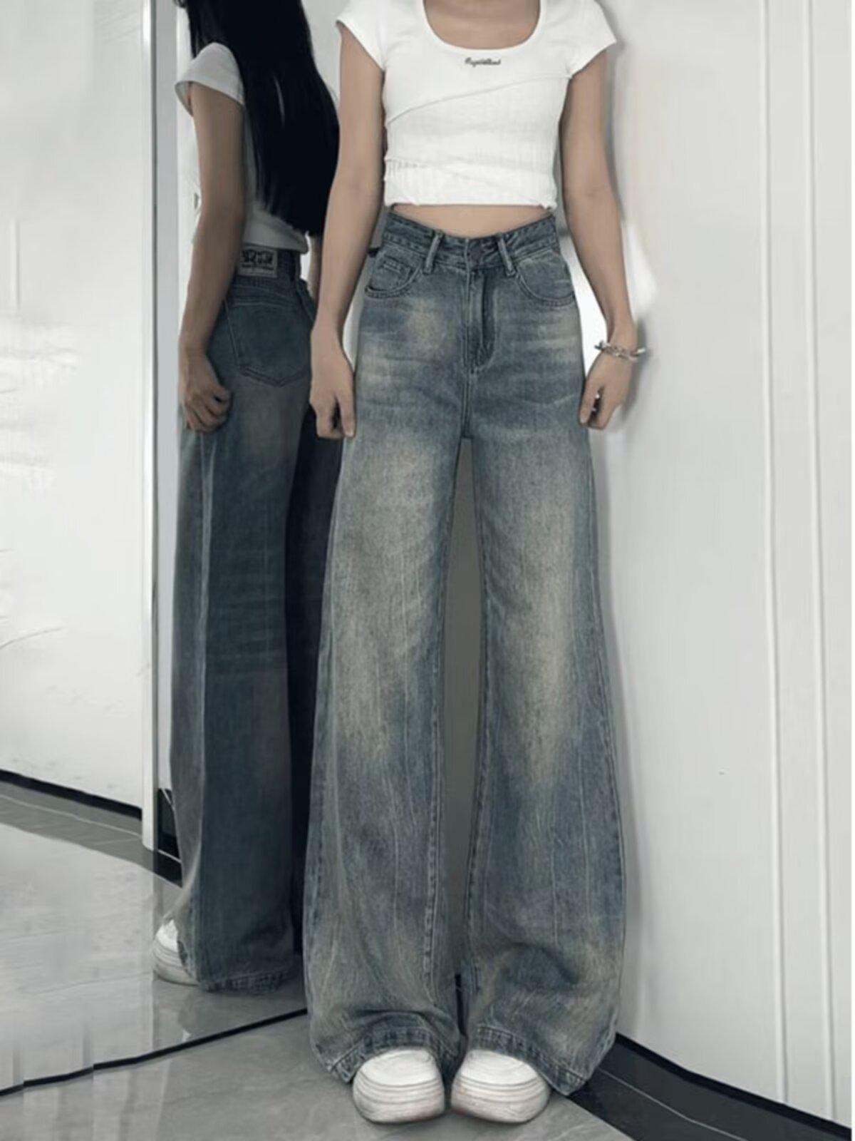 

Звужені жіночі джинси Starry Diamond із високою талією - новий європейський стиль, брюки вільного крою на весну та літо XXL синій