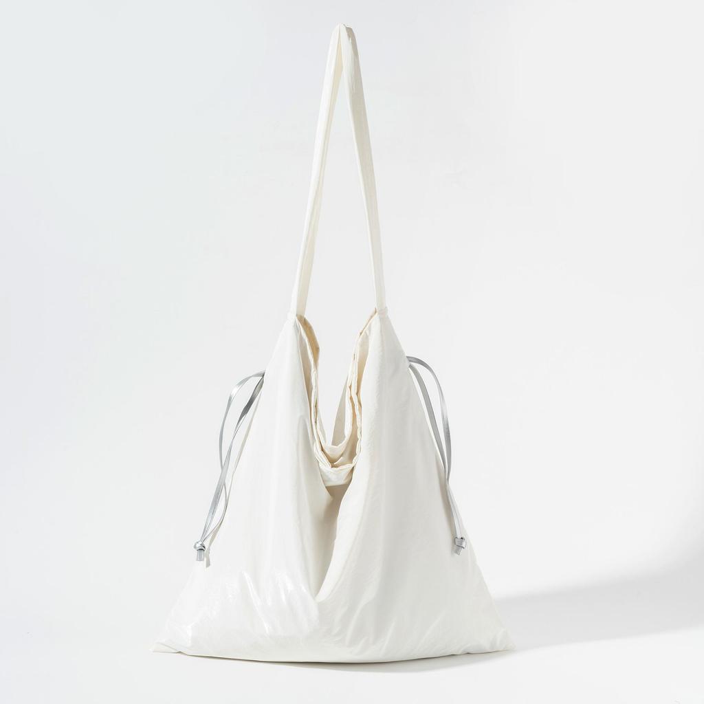 Nuova Borsa a Spalla con Coulisse Laterale Lucida, Borsa Artistica da Pendolare, Pigra e alla Moda, Grande Capacità, Borsa Tote Minimalista