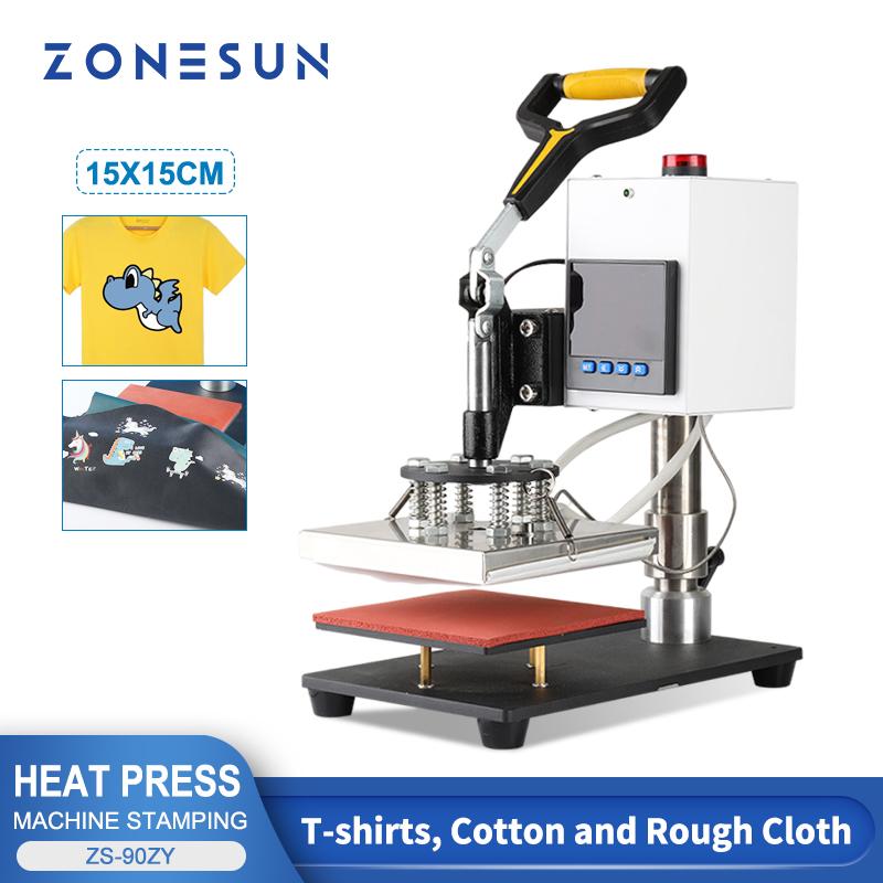 ZONESUN Digitale Multifunktions-Heißpresse Stempelwerkzeug 15x15cm für T-Shirts Mauspads Einlegesohlen Leder Pyrografie ZS-90ZY