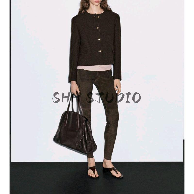 MD Autumn New Women Clothes Graceful Gold Feeling Can Be Lu Li Style Round Neck Short Woolen Jacket 6023675
