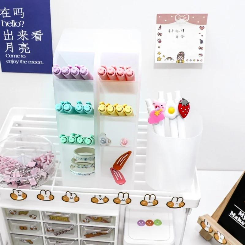 Kawaii Large Capacity Desk Pen Holder Pencil Makeup Storage Box Desktop Organizer Stand Case School Office Stationery