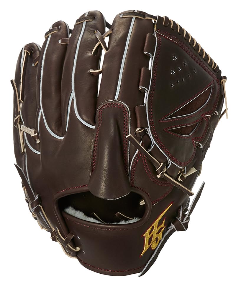 HI-GOLD WKG-4091 Dark Brown Right-Handed Hardball Glove for Pitchers, High School Baseball, with Finger Covers, Crown Style