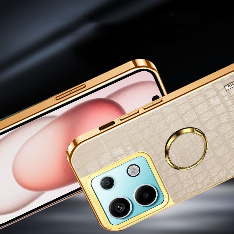 360°Rotating Metal Ring Car Holder Leather Shockproof Phone Case For Xiaomi 11T 12T Pro Redmi Note 13 13C 12 S 12C 11 10 9 8 Pro