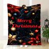 "Merry Christmas" Festive Ornament SetBlanket Flannel Throw Blanket for Sofa, Bed, Travel, Camping, Office