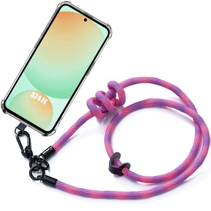 Case - Samsung - Galaxy S24 FE - Shockproof - Anti-Scratch - Detachable Pink Lanyard