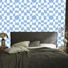 Wallpaper Casual Checkerboard Azure and White for Living Room and Bedroom 50x1000