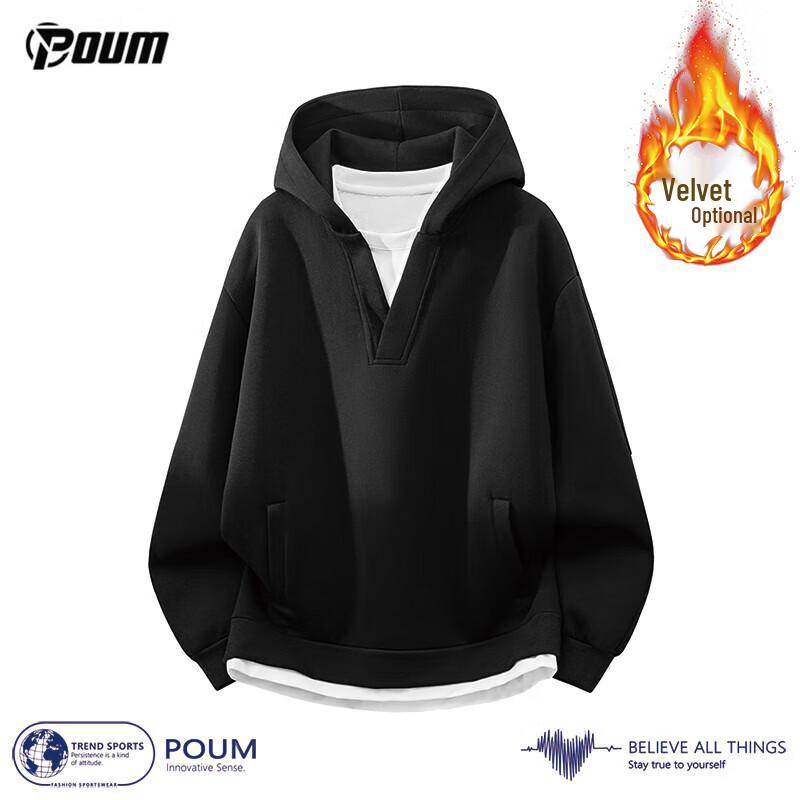 

POUM Men s Faux Two-Piece Hooded Sweatshirt 3XL