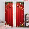 2pcs 2D Flat Printing Merry Christmas Popular Window Drapes Red with Snowflakes Fabric Without Electricity Festive Curtains for