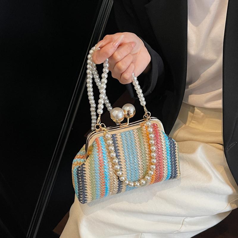 Summer Woven Straw Tote Bag Casual Beach Vacation Women Shoulder Bags Large Capacity Female Handbag KTB