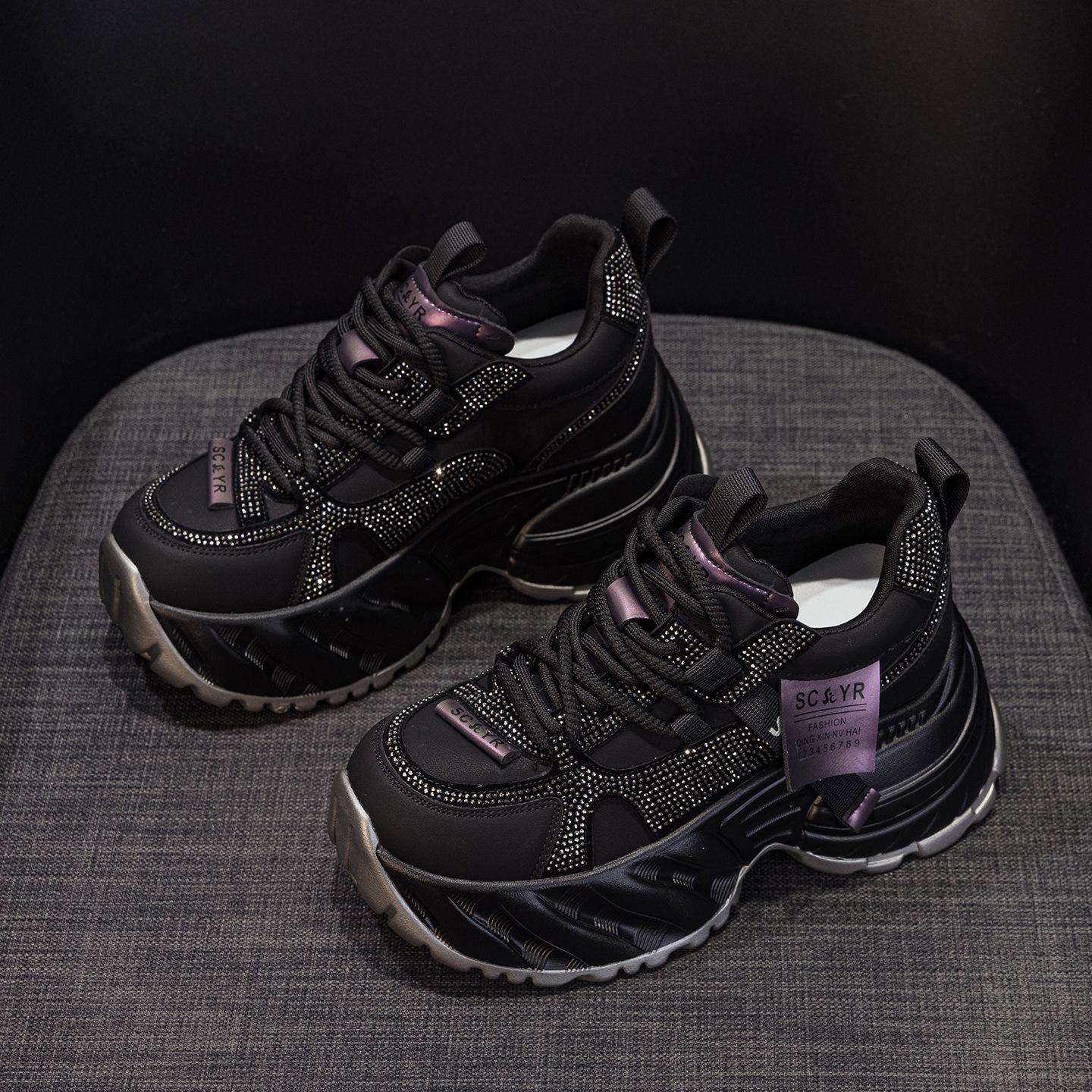 

New Thick-soled Dad Shoes with Insole Height Increase, Casual, Fashionable and Versatile Women s Shoes 40 чорний