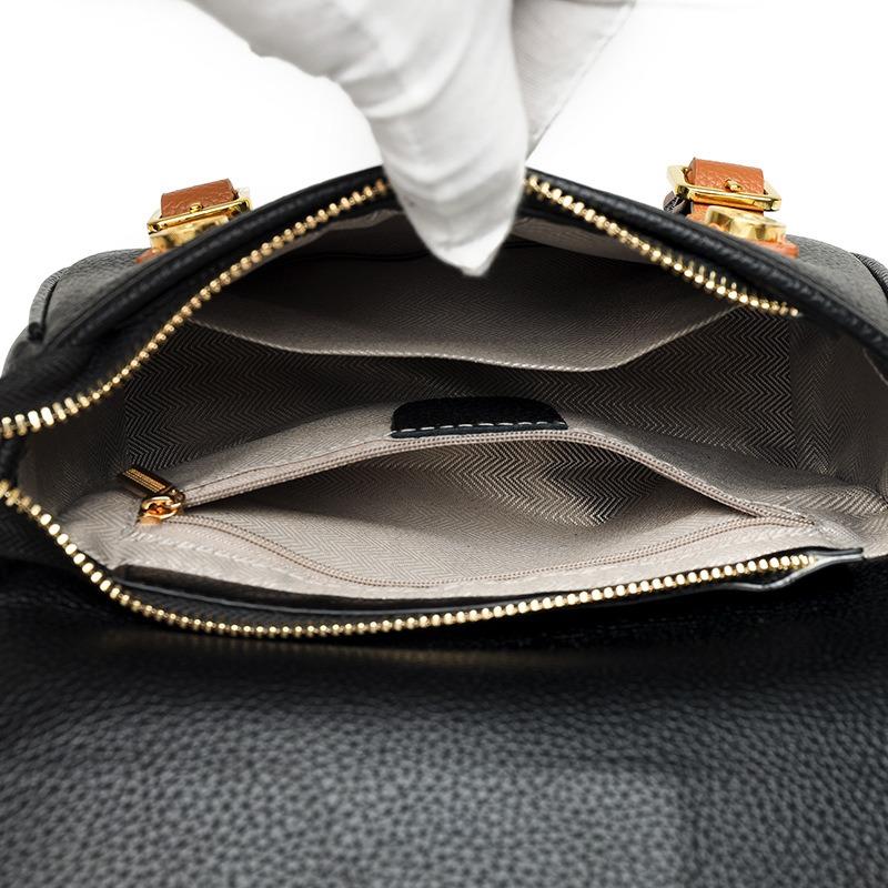 Real Cowhide Lychee Pattern Messenger Bag Contrasting Color Messenger Shoulder Messenger Bag Plus