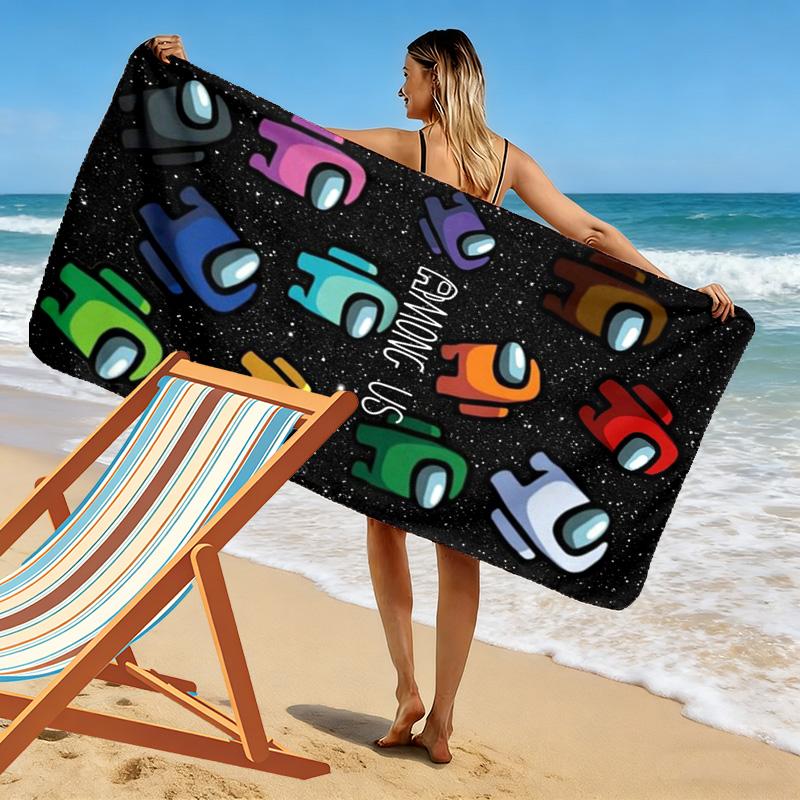 Among Us Print Strandtuch, Großes Weiches Schnelltrocknendes Handtuch für Strand Camping Schwimmen