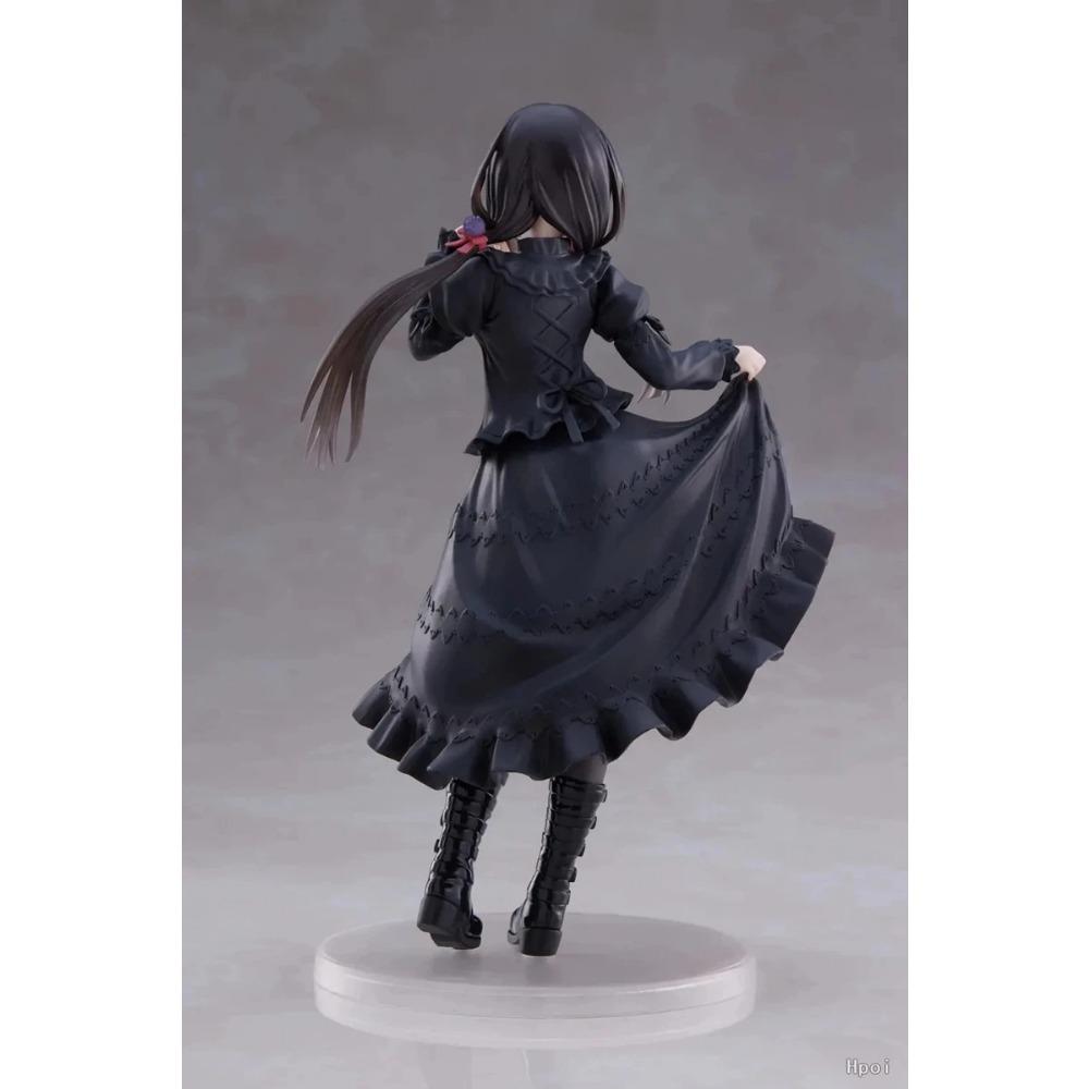 18CM DATE A LIVE Tokisaki Kurumi Anime Figure Cute Girl Model Toy PVC Black Dress Dress Up Standing Model Car Interior Ornament