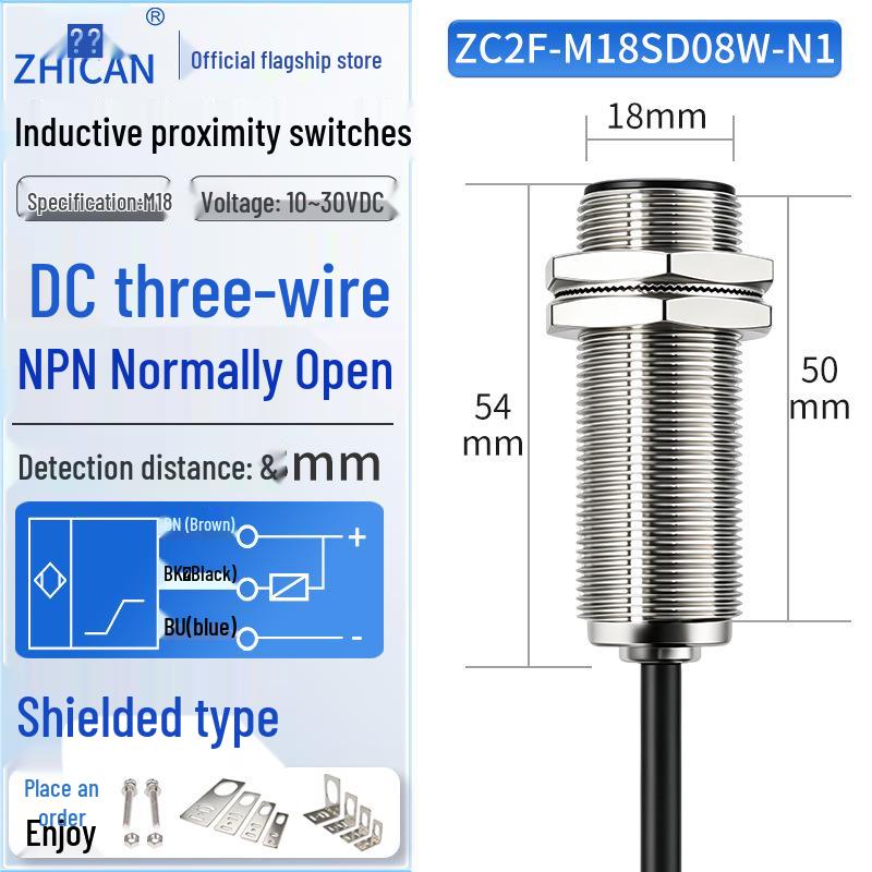 ZanIP68 Waterproof Metal Sensor: Detects Copper, Aluminum, Steel Distance with No Attenuation, NPN Normally Open, PNP