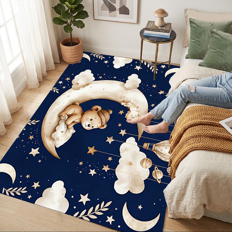 Moon Bear Living Room Nonslip Area Rug Soft Carpet For Bedroom Game Playroom Sofa Office Home Decor Doormat Christmas Gift C929451