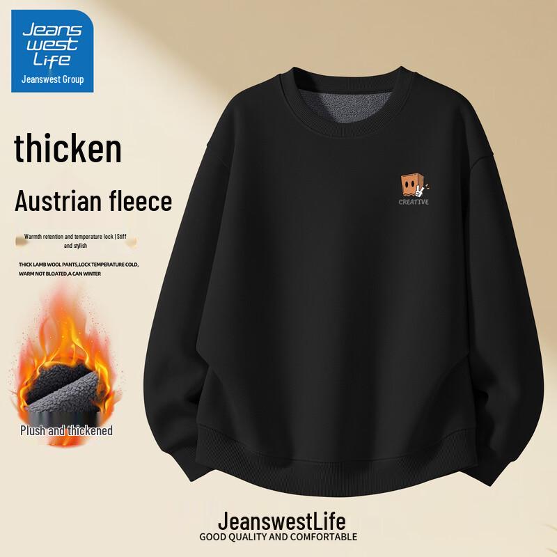 

JEANSWEST LIFE Men s Loose Fit Fleece-Lined Sweatshirt L