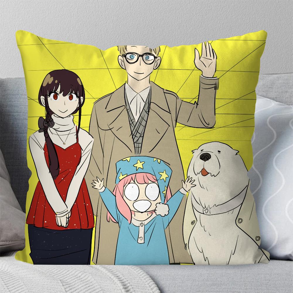 Spy X Family Animation Pillow Case Square Pillow Bedroom Sofa Leisure Comfort Cushion Car Living Room Home Decoration 40X40