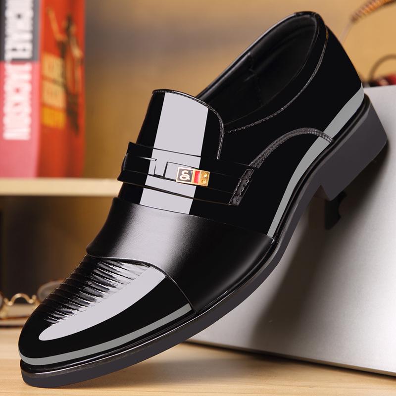 

European Station Men s Casual Leather Shoes Leather Pointed Business Dress Trend British Style Versatile Wedding Shoes Height Increasing Men s Shoes 38