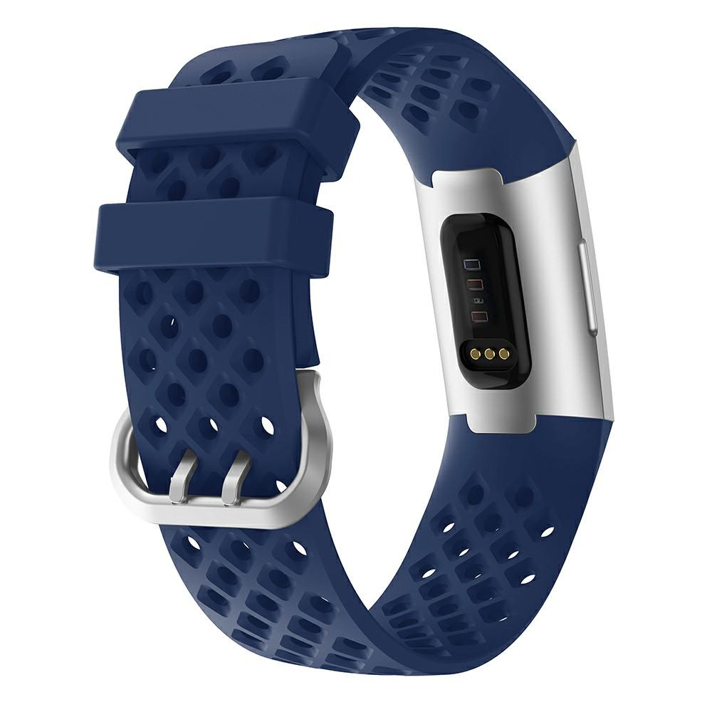 

Square Holes Small Size Silicone Watch Band for Fitbit Charge 4/3 Blue