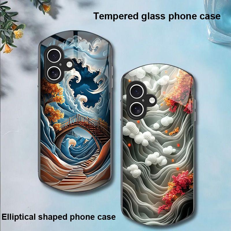 Sternennacht Foyer Für Apple iPhone 16 11 13 15 14 Pro Max 12 Mini 7 8 Plus XR X XS Elliptisch geformte Hülle aus gehärtetem Glas