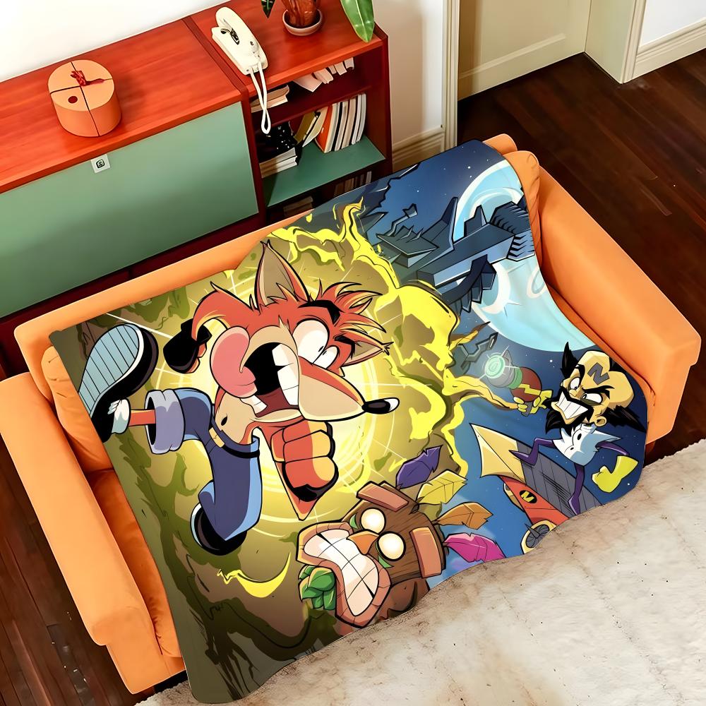 Game C-Crash B-Bandicoot Throw Flannel Cozy Print Blanket, Portable, Durable Machine Washable cute Cool