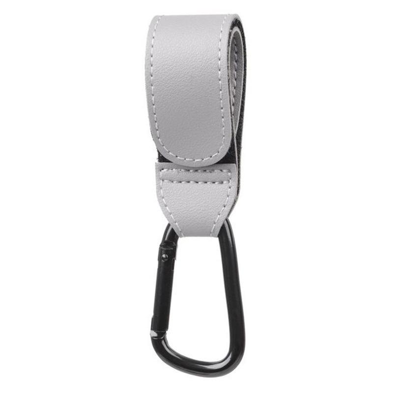 

Portable Leather Stroller Hook with Velcro Carabiner серый