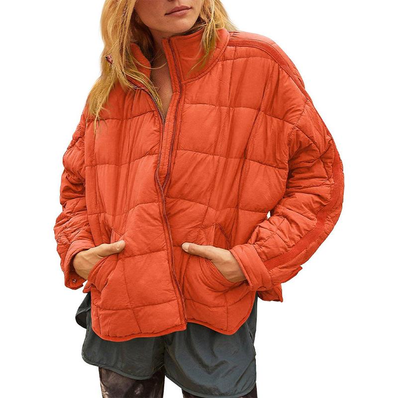 Women's Lightweight Down Coat Long Sleeve Full Zipper Oversized Packable Short Puffer Jackets