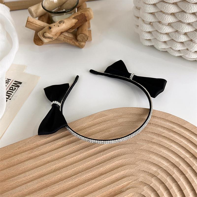 

Корейская роскошная блестящая стразами черная двусторонняя повязка на голову с бантом женская темпераментная шикарная резинка для волос обруч для волос аксессуары для волос подарок
