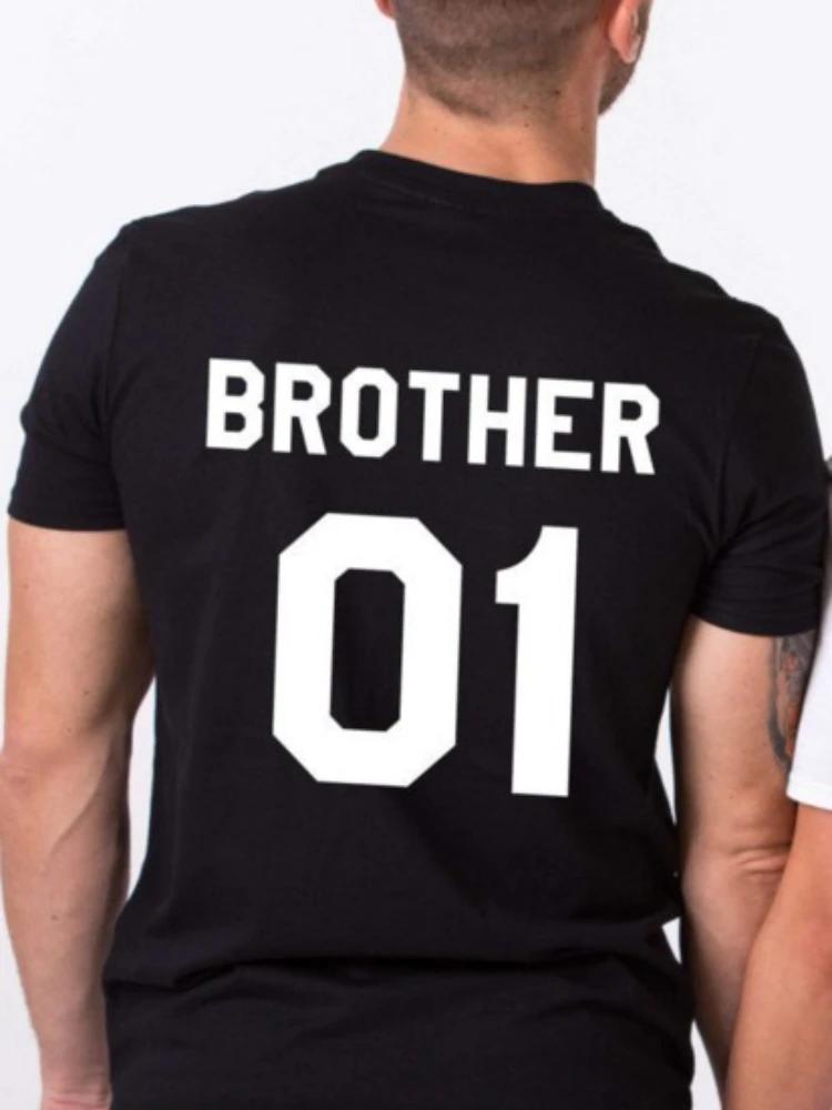 

Футболка с буквенным принтом «Брат и сестра», женская свободная футболка с коротким рукавом и круглым вырезом, летняя модная женская мужская футболка, топы, одежда XL