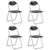 vidaXL Folding Chairs, 4 Pieces, Black Faux Leather