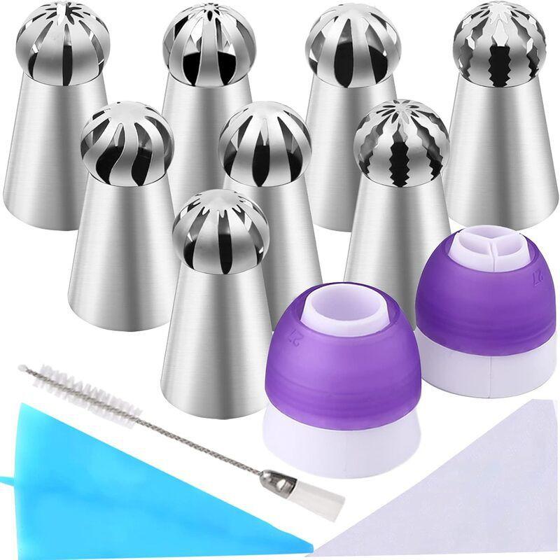 27-Piece Russian Piping Tips Set Cake Decorating With TPU Bag Stainless Steel Nozzles