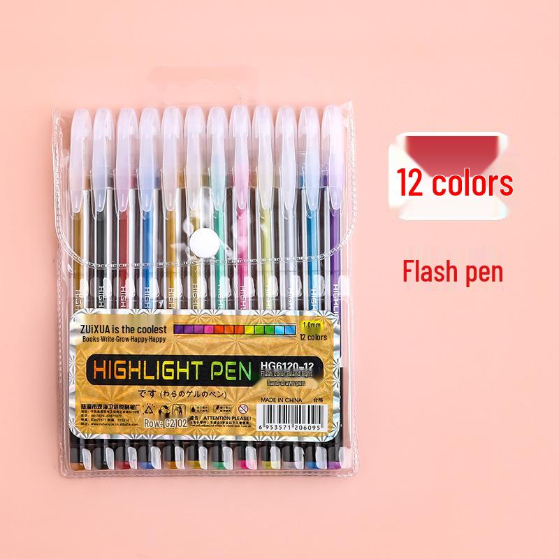 High-Value Non-Bleeding Glitter Fluorescent Marker Pen for Students – Thick, Colorful Highlighting Pen for Journals