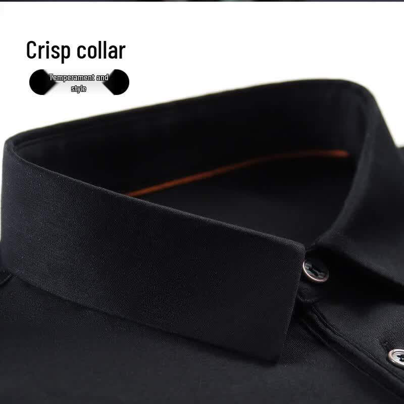 Men's 100% Cotton Long-Sleeve Business Casual Polo Shirt