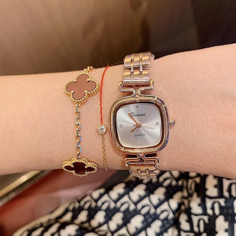 Fashion Temperament Women'S Watch Women'S Watch Women'S Stainless Steel Strap Simple Retro Square Light Luxury Quartz Watch