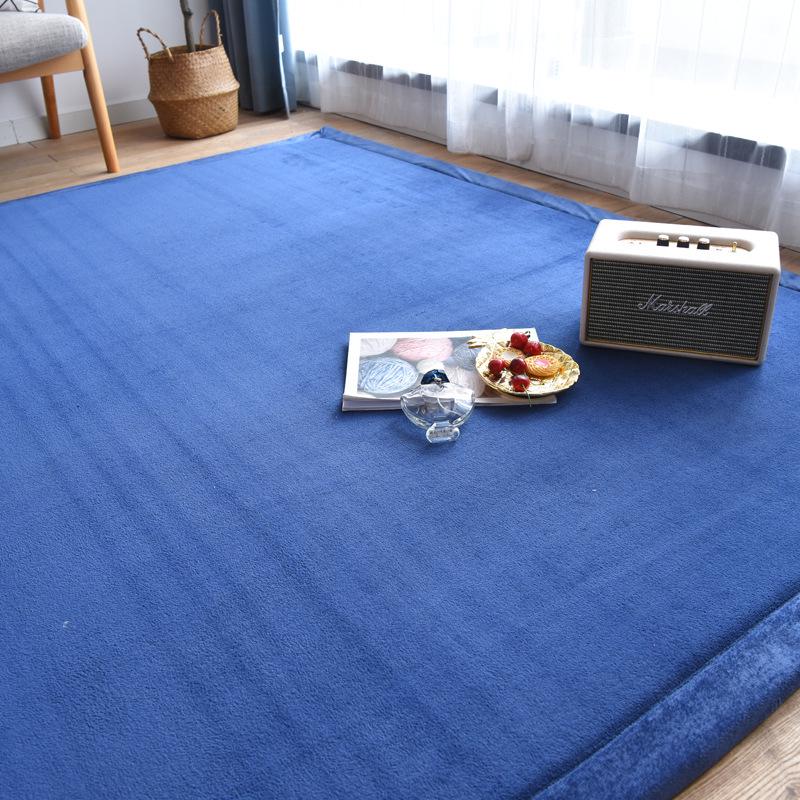 Deep Blue Tatami Floor Mat: 2cm Thick Coral Fleece, 3m X 2m