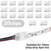 LED Light Strip Connectors 40 Waterproof LED Adapter Connectors Solderless LED Light Strip Connectors 4 Pin 10Mm-B61B