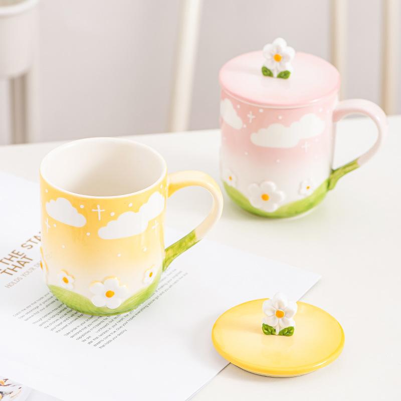 Ceramic Coffee Mug Creative Flower Cup for Office and Home Christmas Birthday Surprise for Friends Family or Flower Lovers
