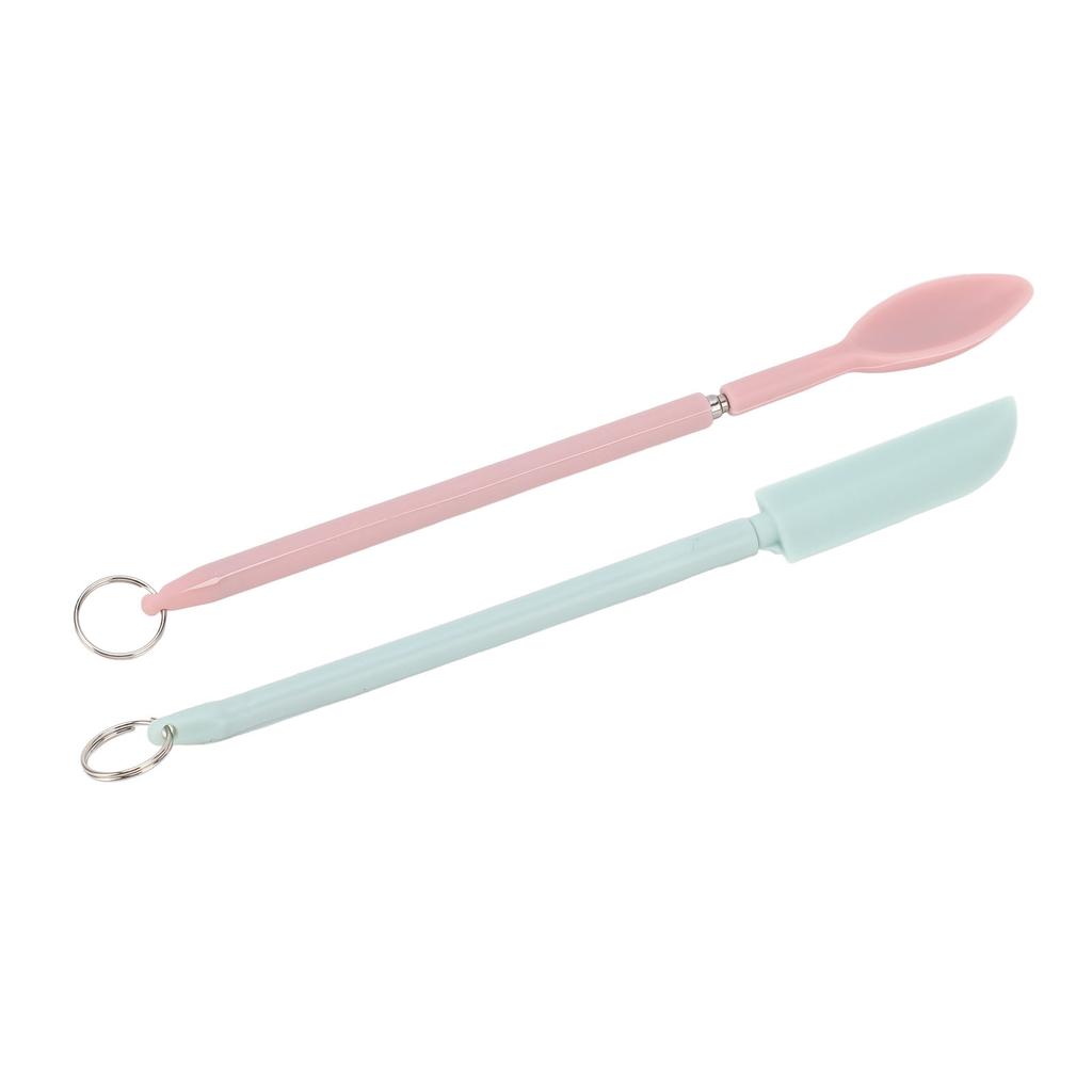 2 Stück Mini Silikon Spatel Set Lebensmittelqualität Edelstahl Einziehbarer Glaskratzer für Küche