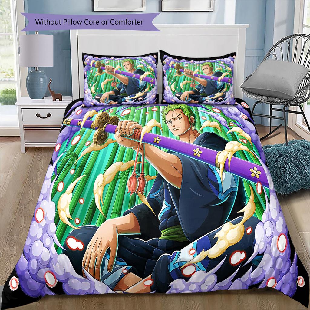 Set cu cuvertură și fețe de pernă cu model de desene animate Decorare casă Cadou de ziua de naștere (1 * husă de pilotă + 2 * fețe de pernă, fără miez)