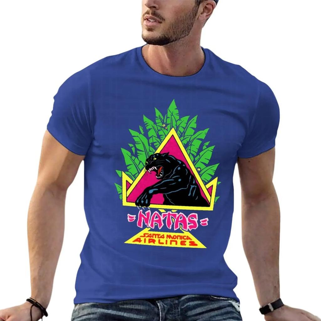 Vintage Santa Monica Airlines Natas Kaupas Funny Oversized T Shirt Printed Men Clothes 100 Cotton Streetwear Plus Size Top Tee