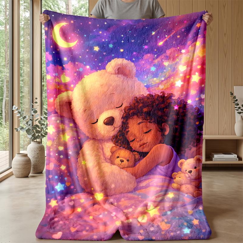 Snowy Animal Group Theme blanket Lightweight Warm Flannel Blanket Decorative Throw Blanket for Home Decoration