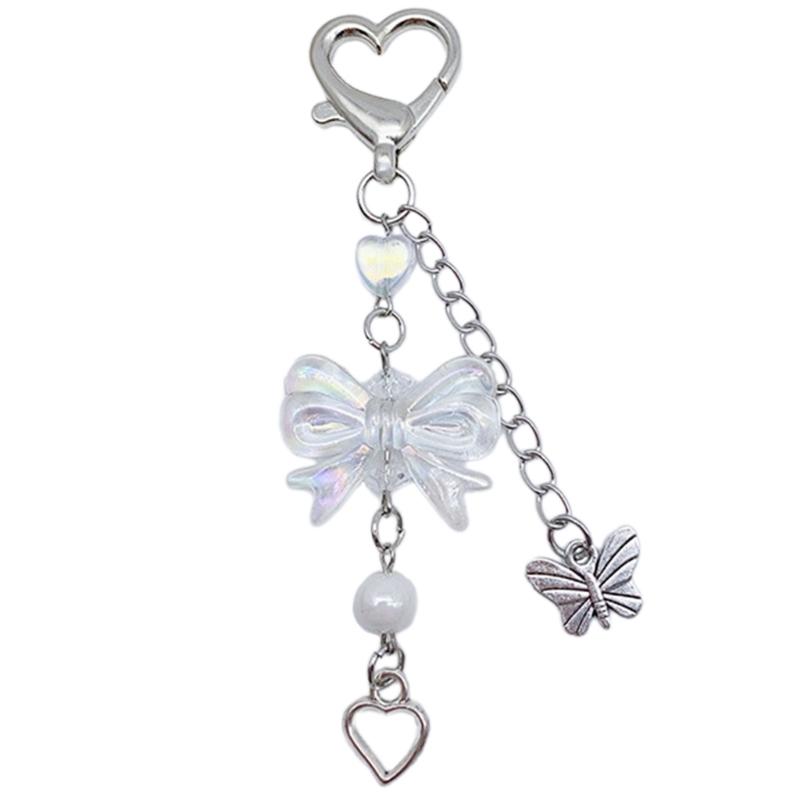 Butterfly Beaded Phone Lanyard Bowknot Pendant Wrist Strap Detachable Phone Chains Keyring Portable Accessory for Women