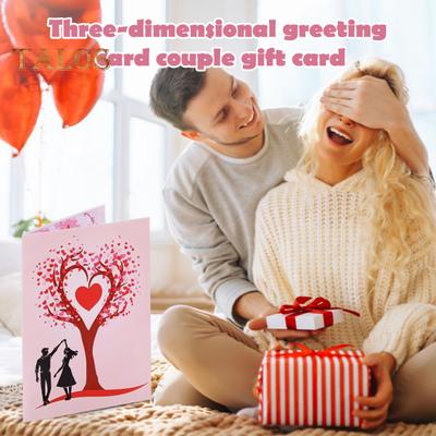 Pop Up Love Card 3D Love Hearts Tree Couple Card Valentine's Day Love Greeting Card Wedding Anniversary Gift for Her Him