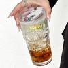 2Pcs Iced Coffee Glass with Lid And Straw, 600ml Capacity Ribbed Tumbler, Reusable Cold Drink Cup for Home Travel, Fits Car Cup Holder